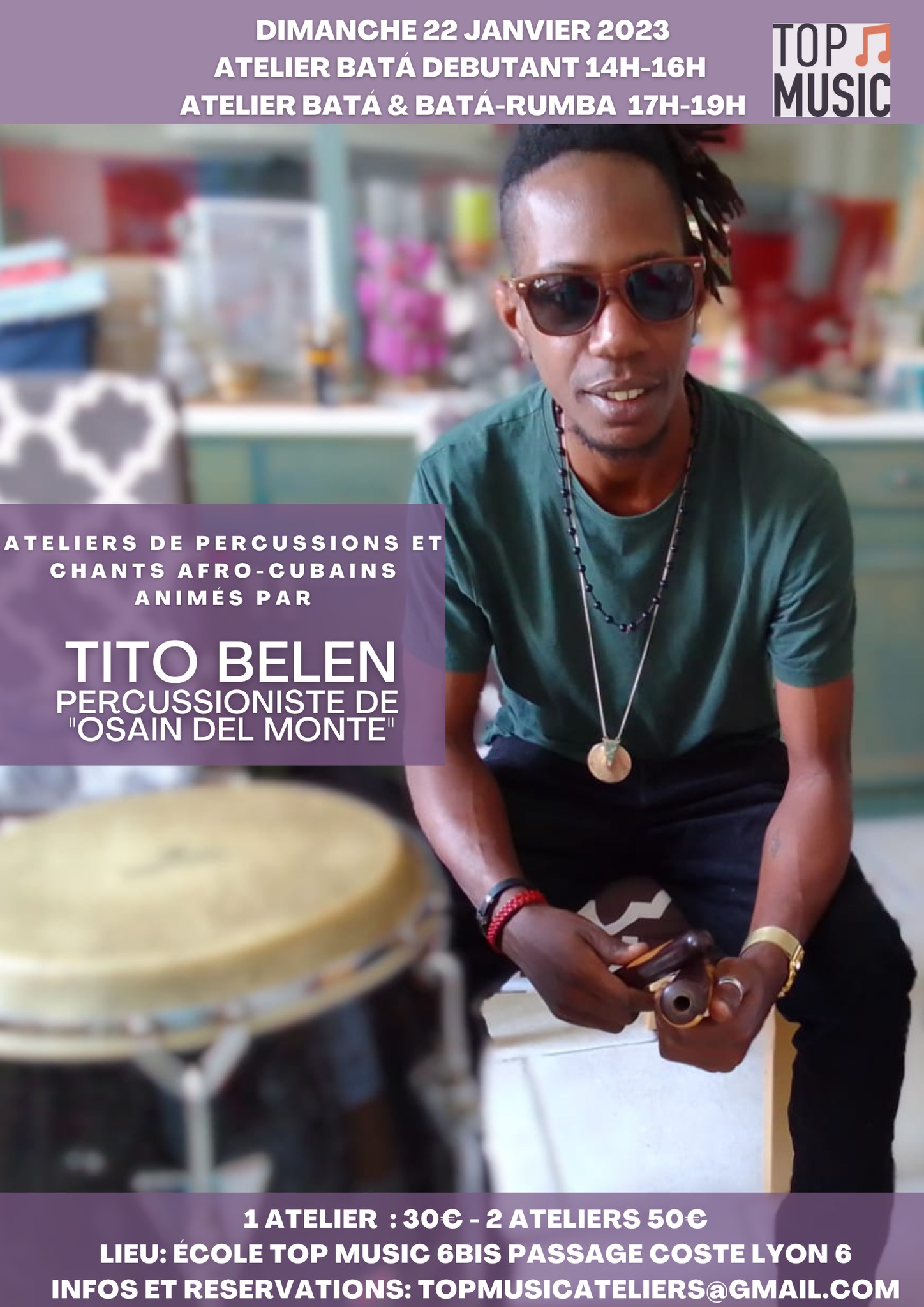 Masterclass de rythmes et chants Batá avec Tito Belen